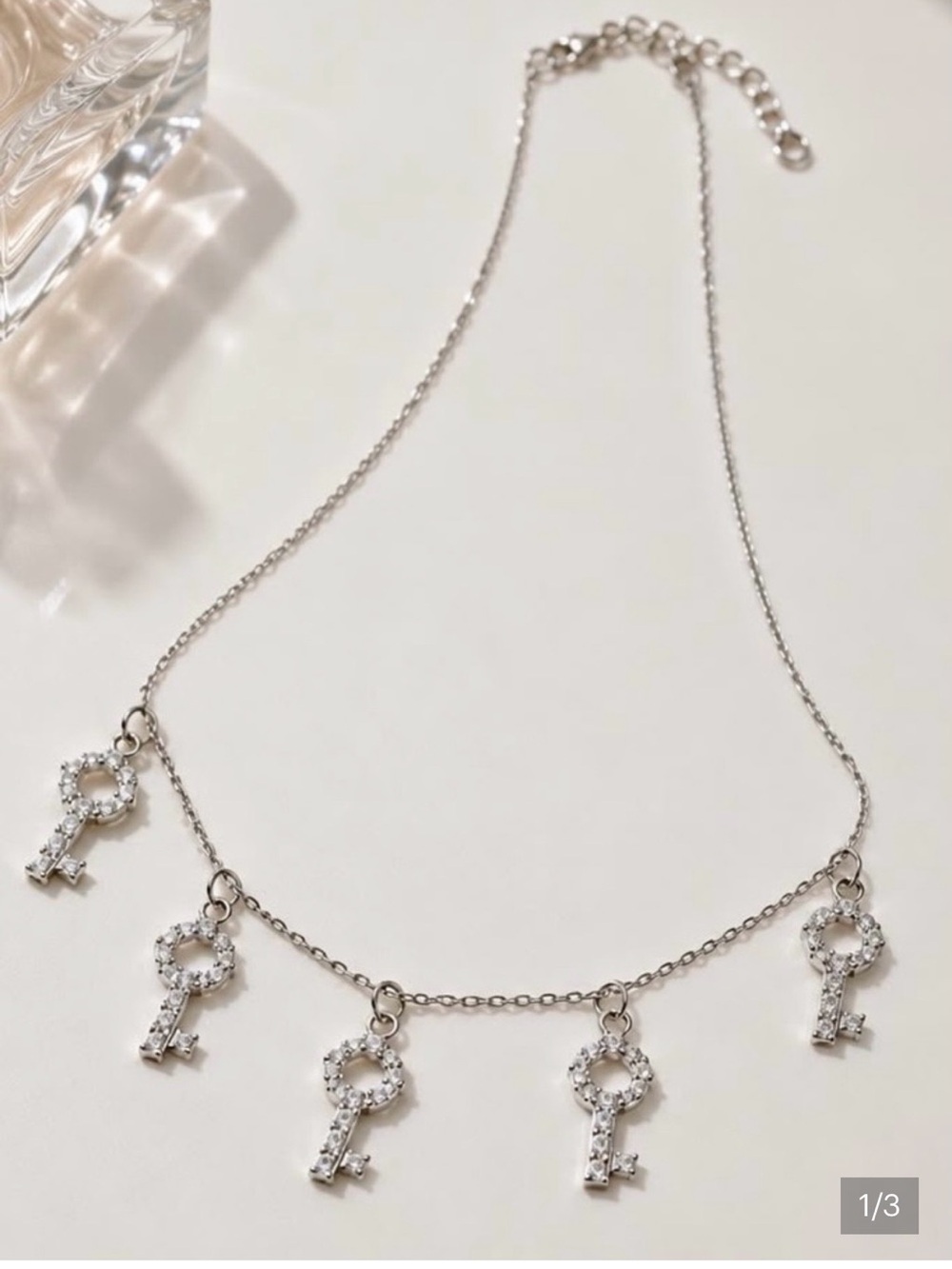 925 Sterling Silver Key Charm Necklace - Sterling Look Women’s Jewelry